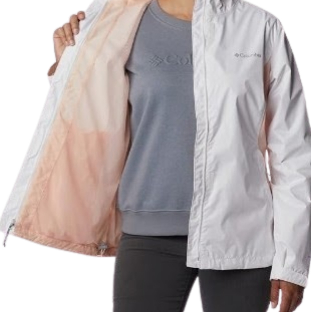 COLUMBIA Women's Arcadia II White & Peach Omni Tech Rain Jacket